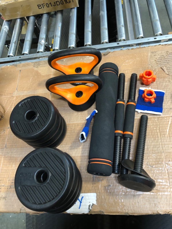 Photo 3 of ** MISSING PARTS ** FEIERDUN Adjustable Dumbbells, Free Weight Set with Connector, 4 in1 Dumbbells Set Used as Barbell, Kettlebells, Push up Stand, Fitness Exercises for Home Gym Suitable Men/Women