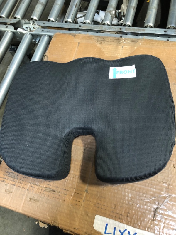 Photo 3 of Seat Cushion Pillow for Office Chair - Memory Foam Firm Coccyx Pad - Tailbone, Sciatica, Lower Back Pain Relief - Lifting Cushion for Car, Wheelchair, School Chair, Computer and Desk Chair Dark Gray Mesh 1