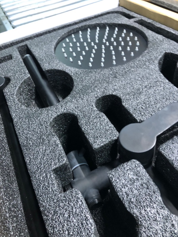 Photo 1 of Aolemi Matte Black Outdoor Shower Faucet SUS304 Shower Fixture Combo Set Stainless Steel 8" Rainfall Shower Head Kit Installation Kit for Exposed Wall Mount Bathroom Faucet NPT 1/2 Male by G 3/4 Male