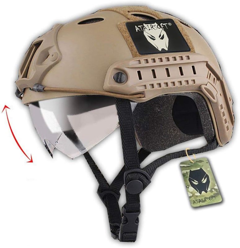 Photo 1 of ATAIRSOFT PJ Type Tactical Multifunctional Fast Helmet with Visor Goggles Version