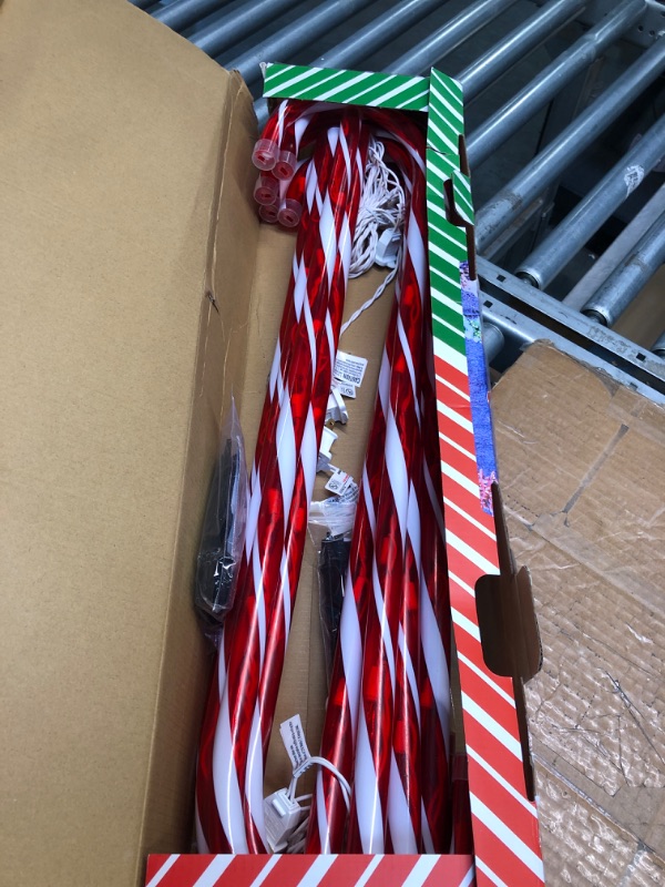 Photo 3 of 26" Christmas Candy Cane Pathway Markers Lights, Set of 10 Pack Christmas Outdoor Decorations Candy Cane Lights for Yard Patio Garden Walkway Indoor Décor Landscape Path Festival Holiday