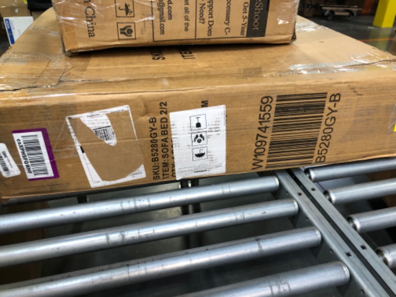 Photo 1 of ManyStars Convertible Futon Sofa Bed Sleeper Couch Folding Lounge Living Room Linen Upholstered 75 INCH 3 Setaer Loveseat with Armrest & 2 Pillows & 3 Backrest Settings-120°/150°/180°, Gray, Grey