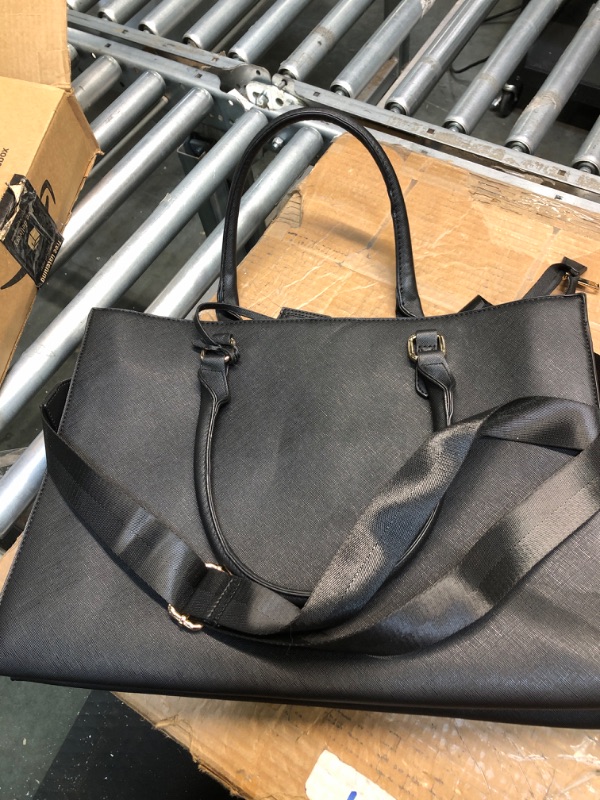 Photo 1 of Laptop Bag for Women Waterproof Lightweight Leather 15.6 Inch Computer Tote Bag Business Office Briefcase Large Capacity Handbag Shoulder Bag Professional Office Work Bag Black 15.6 Inch Black