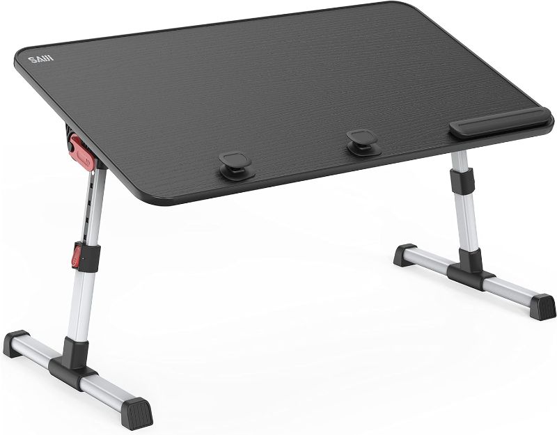 Photo 1 of SAIJI Laptop Bed Tray Table, Adjustable Home Office Standing Desk Portable Lightweight Foldable Lap Desk for Sofa Couch Floor Working Studying Reading Writing Eating,Fit Up to 17" Laptop(Large?Black)
