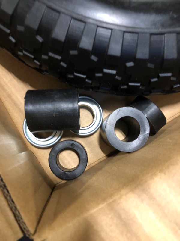 Photo 4 of 14.5" Wheelbarrow Tire, 3.50-8" Flat-free Solid Tire and Wheel with 5/8" Axle Bore Hole, 3-6" Centered Hub for Wheelbarrow Trolley Dolly Lawn Mover Go Kart Replacement