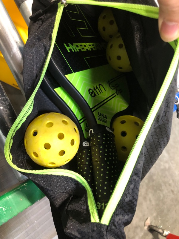 Photo 3 of A11N Pickleball Paddles Set of 2 or 4 - USA Pickleball Approved | 8OZ, Graphite Face & Polymer Core, Cushion Grip | 4 Balls, 1 Sling Bag Shiny Green