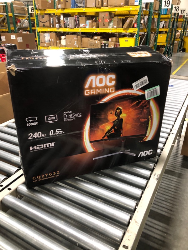 Photo 1 of AOC CQ27G3Z 27" Curved Gaming Monitor, QHD 2K 2560x1440, 1000R VA, 240Hz 0.5ms, FreeSync Premium, Height Adjustable Stand, Xbox PS5 Switch, 3-Year Zero-Bright-dot,Black 240Hz Low Latency 27" QHD Curved Screen