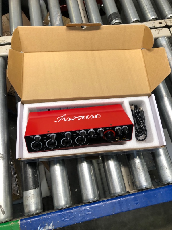 Photo 1 of Asmuse 4 Channels USB Audio Interface, 24-bit/192 kHz High-Fidelity Audio Interfaces, Studio Quality Recording, Sound Card for Guitarist, Vocalist, Podcaster or Producer, Red 4 Channels-Red