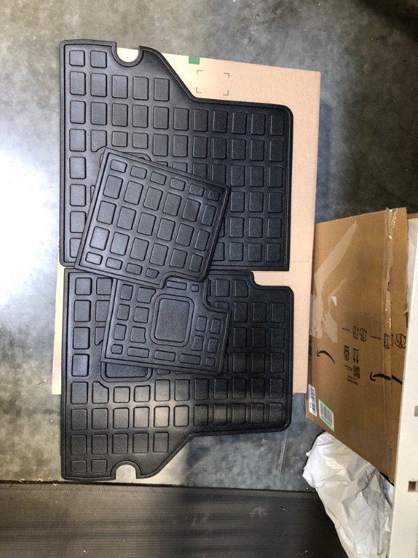 Photo 1 of SmartFit™ 4-Piece All-Weather Heavy-Duty Car Floor Mats - Universal Fit, Trim to Fit Front, Back All-Season Rubber Mats Set - (Black) Car Floor Mat Black