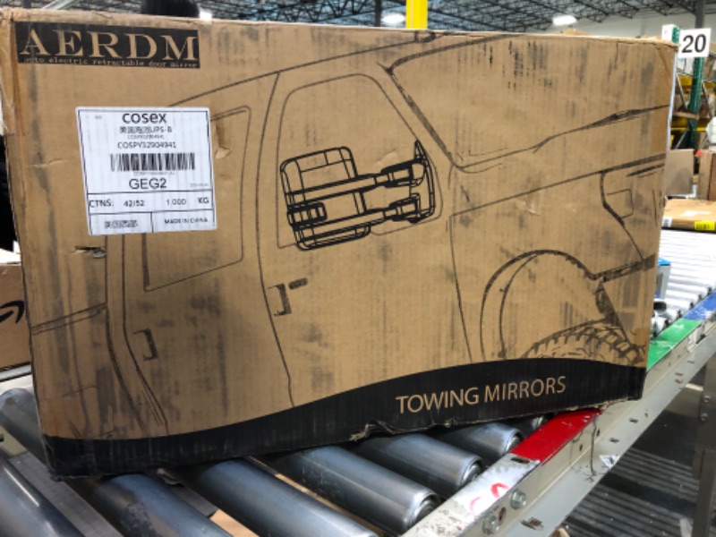 Photo 1 of AERDM New Towing Mirror Black Housing with Temperature sensor Fit 1999-2016 Ford Super Duty F-250 F-350 F-450 F-550 with Turn Signal and Auxiliary Lamp