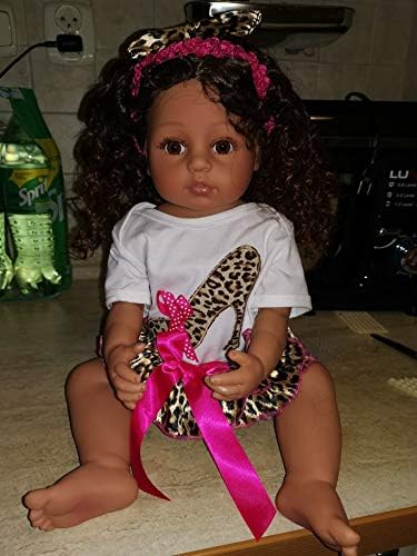 Photo 1 of Angelbaby 22 inch Realistic African American Reborn Baby Dolls Black Girl Silicone Full Body, Weighted Washable Babies Reborn Newborn Biracial Doll for Kids...