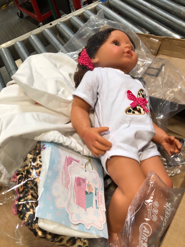 Photo 2 of Angelbaby 22 inch Realistic African American Reborn Baby Dolls Black Girl Silicone Full Body, Weighted Washable Babies Reborn Newborn Biracial Doll for Kids...