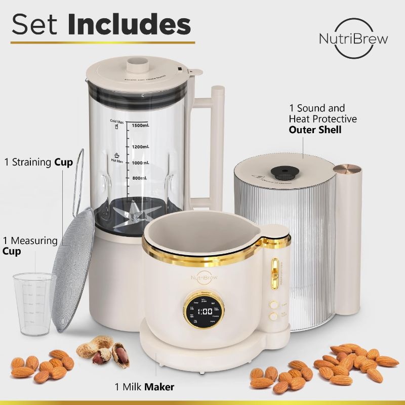 Photo 1 of NutriBrew Automatic Nut Milk Maker Machine 50oz Homemade Almond, Oat Soy Milk & More Plant Based Milk and Dairy Free Beverages Intelligent Functions With Delay Start and Easy Brew