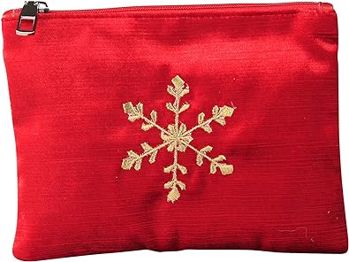 Photo 1 of 2 Red Velvet Small Clutch/Pouch Bag Christmas Snowflake Beach Bag Zipper Gift Bag ** not exact picture**