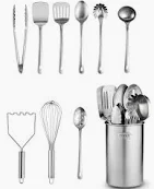 Photo 1 of 10-piece premium Nonstick & Heat Resistant Kitchen Gadgets, Turner, Spaghetti Server, Ladle, Serving Spoons, Whisk, Tongs, Potato Masher and Utensil Holder ** not exct picture**