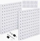 Photo 1 of  Pegboard Wall Organizer Small Pegboard Peg Board Wall Panel Kits Pegboard Accessories, 2 Installation Methods, No Harm to The Wall for Garage Kitchen Bathroom Office (White) ** not exact puicture or description**