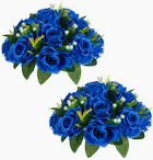 Photo 1 of 2 Pcs 9.5 inch Diameter Fake Flower Ball Arrangement Bouquet Party Centerpieces for Tables - Royal Blue Rose Bouquet Centerpiece Flowers for Table