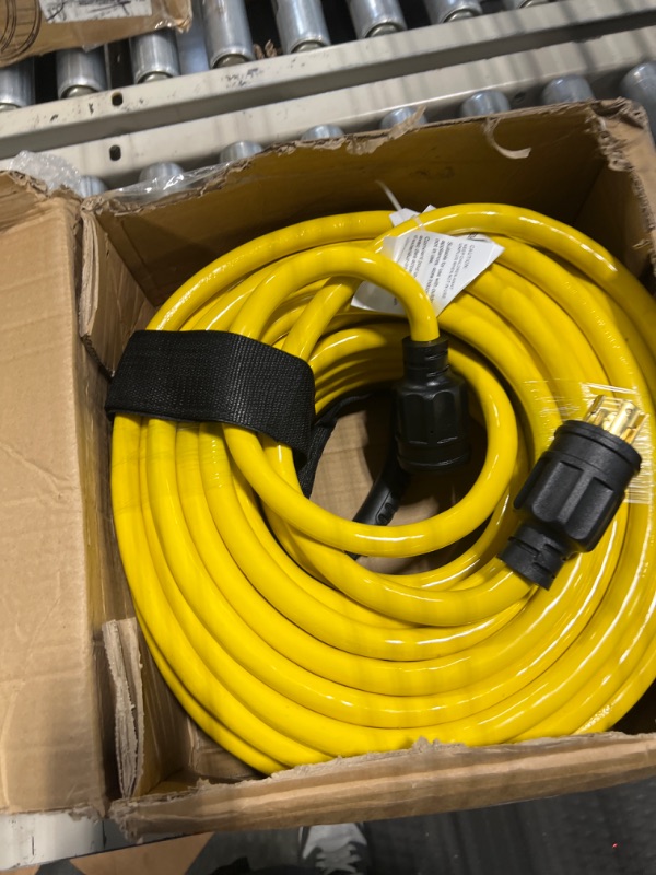 Photo 3 of PlugSaf 100FT 30 Amp Generator Extension Cord 4 Prong, NEMA L14-30P/L14-30R 10 Gauge STW 125/250V Twist Lock Generator Cord Heavy Duty, Yellow ETL Listed