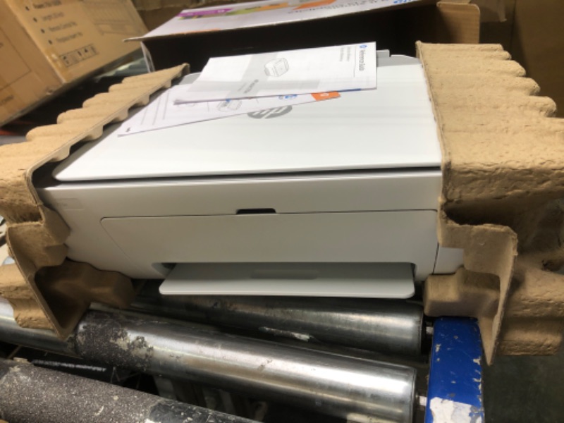 Photo 1 of HP DeskJet 2755e Wireless Color All-in-One Printer with bonus 6 months Instant Ink (26K67A), white