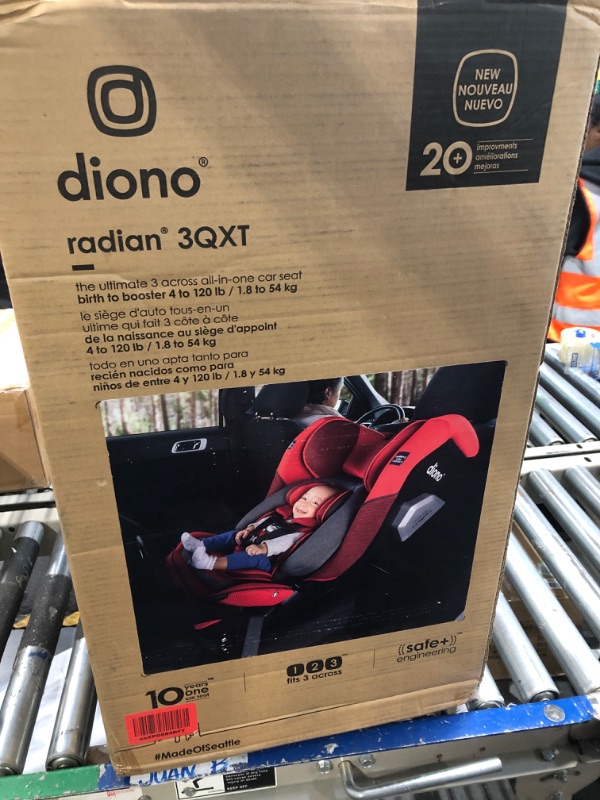 Photo 2 of Diono Radian 3QXT 4-in-1 Rear and Forward Facing Convertible Car Seat, Safe Plus Engineering 4 Stage Infant Protection, 10 Years 1 Car Seat, Slim Fit 3 Across, Yellow Mineral Yellow Mineral QXT