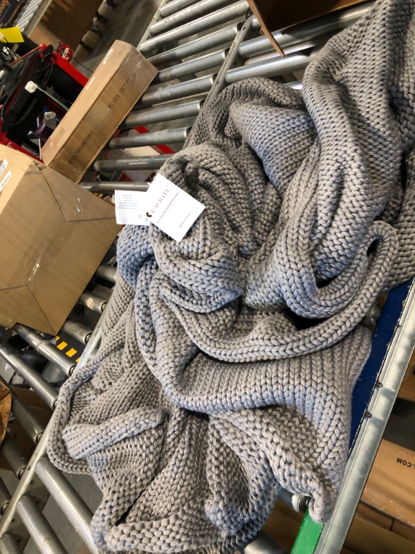 Photo 2 of L'AGRATY Knitted Weighted Blanket - 60"x80" 15lbs Cooling Chunky Knit Heavy Blanket for Adults Braided Crochet Throw Thick Cable Yarn Knit Decorative Blanket No Beads Evenly Weighted Machine Washable Light Grey 60" x 80" | 15lbs