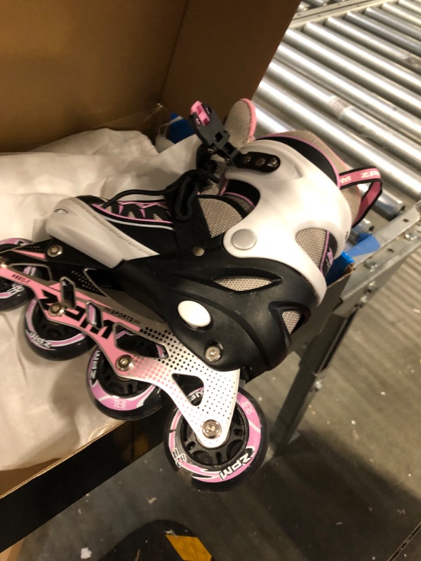 Photo 3 of 2PM SPORTS Cytia Pink Girls Adjustable Illuminating Inline Skates with Light up Wheels, Fun Flashing Beginner Roller Skates for Kids Pink Large - Youth (3-6 US)