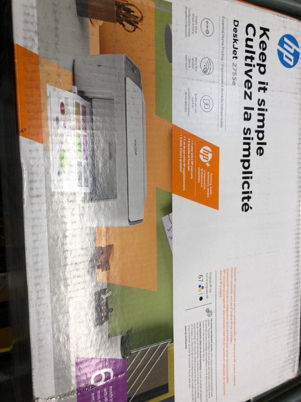 Photo 3 of HP DeskJet 2755e Wireless Color All-in-One Printer with bonus 6 months Instant Ink (26K67A), white