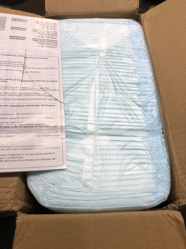 Photo 1 of Amazon Basics Dog and Puppy Pads, Leak-proof 5-Layer Pee Pads with Quick-dry Surface for Potty Training 100 Count Regular Standard