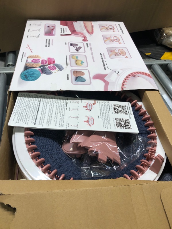 Photo 1 of 48 Needles Knitting Machines with Row Counter, Smart Knitting Round Loom for Adults/Kids, Knitting Board Rotating Double Knit Loom Machine Kits Pink White 48 Needles