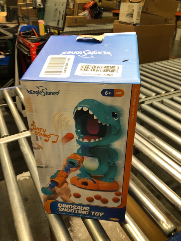 Photo 1 of EagleStone Moveable Dinosaur Shooting Toys for Boys, Kids Target Shooting Games w/ 2 Air Pump Gun LCD Score Record& Sound, 48 Foam Balls Electronic Target Practice Gift Toys for Toddlers 5 6 7 8 9 Blue