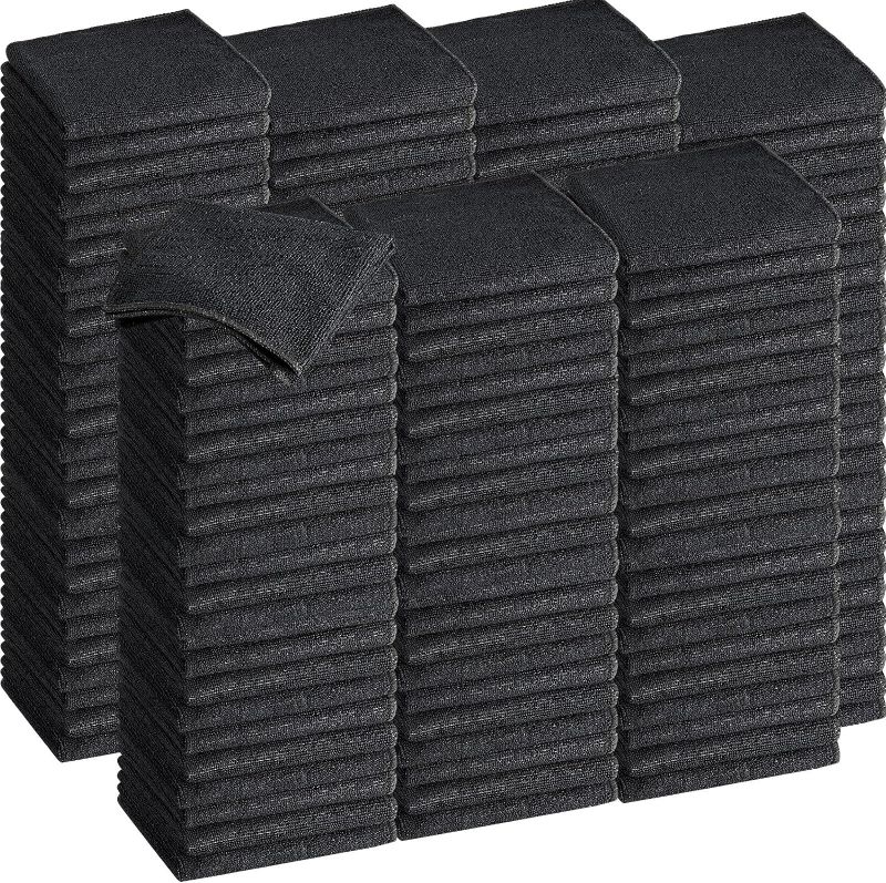 Photo 1 of 
Tenare 100 Pack 12'' x 12'' Microfiber Cleaning Cloths Cleaning Rags Reusable Rags Wash Rags Softer Highly Absorbent Cleaning for House Kitchen Car Window (Black)
