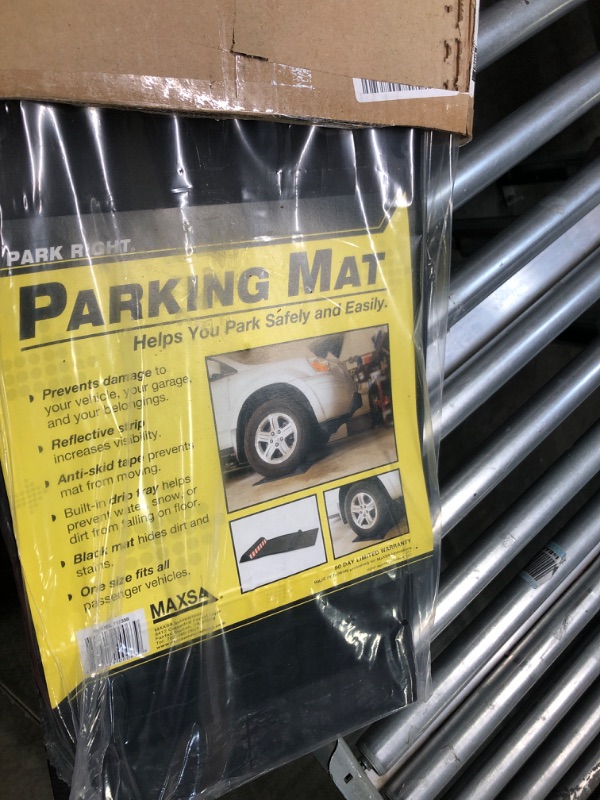 Photo 3 of Maxsa 37358-RS Park Right Perfect Parking Self Adhesive Anti-skid Parking Mat for Cars and Trucks, 2” x 11” x 21.5” Black with Reflective Strip 1-Pack Black Frustration-Free Packaging