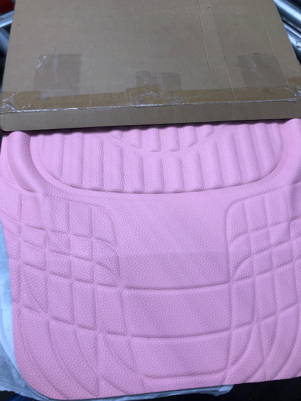 Photo 2 of CASS Pass Leather Car Floor Mats -3D Waterproof All Weather, Universal Trim to Fit & Anti-Slip Burr Bottom Safety & Light Easy Clean Install for SUV Truck Auto (Pink) 4 Piece Sedan Van