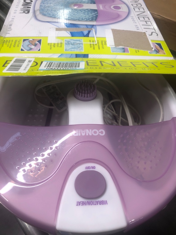 Photo 3 of Conair Soothing Pedicure Foot Spa Bath with Soothing Vibration Massage, Deep Basin Relaxing Foot Massager with Jets, Pink/White Lavender