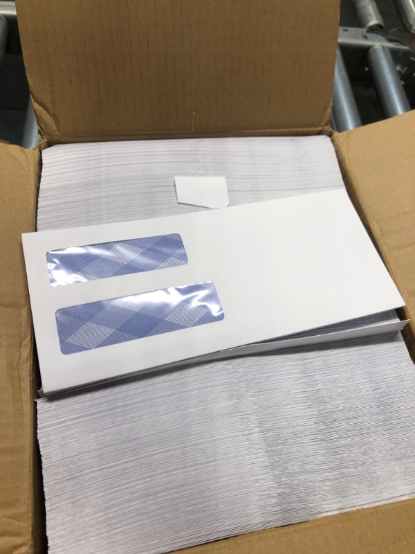 Photo 6 of 500#10 Double Window SELF Seal Security Envelopes - for Invoices, Statements & Documents, Security Tinted - EnveGuard, Size 4-1/8 x 9-1/2 -White - 24 LB - 500 Count (30001) 500 Ct.