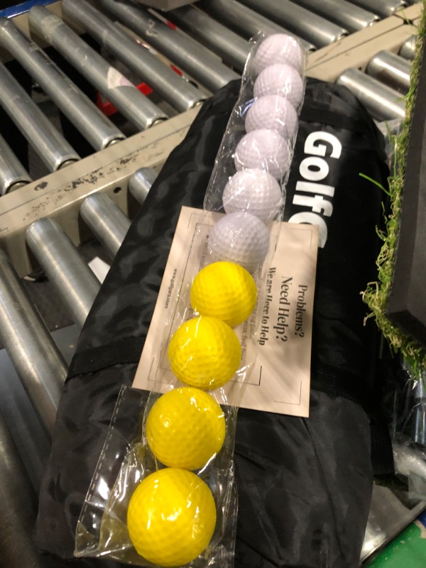View 4 of Golfguru Golf Net, 10x7ft All in 1 Golf Practice Net with XL Tri-Turf Golf Mat, Impact Target, 10 Golf Balls, 7 Golf Tees, 2 Rubber Golf Tees, Carry Bag, Golf Net for Backyard Driving Chipping Indoor