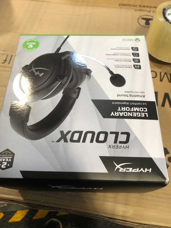 Photo 2 of HyperX CloudX, Official Xbox Licensed Gaming Headset, Compatible with Xbox One and Series X|S, Memory Foam Ear Cushions, Detachable Noise-Cancelling Mic, in-line Audio Controls, Silver Wired CloudX Headset