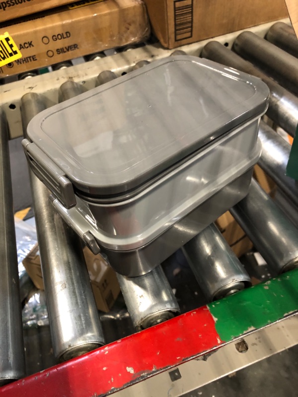 Photo 1 of Jelife Adult Bento Box Lunch Box - 3 Layers Leak-Proof Stackable Bento Lunch Box for Adults, 72oz Large-Style All-in-One Bento Boxes Lunchbox with Utensil Sauce Containers for Dining Out,Work, Grey 1-Grey