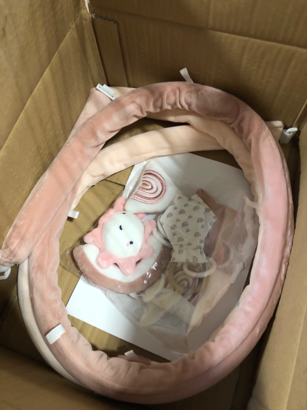 Photo 1 of 5-in-1 Thick & Plush Play Gym, Convertible Stage-Based Developmental Activity Gym & Play Mat from Baby to Toddler, Ball Pit, Pet Cushion, Balls are not Included?Pink