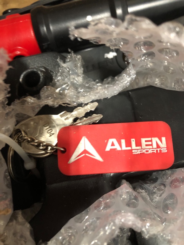 Photo 4 of **USED NOT COMPLETE** Allen Sports Premier Locking 4-Bike Rack fits 2 in Receiver Hitch, for Vehicle with Spare Tire, 140 lbs capacity, model 400QR
