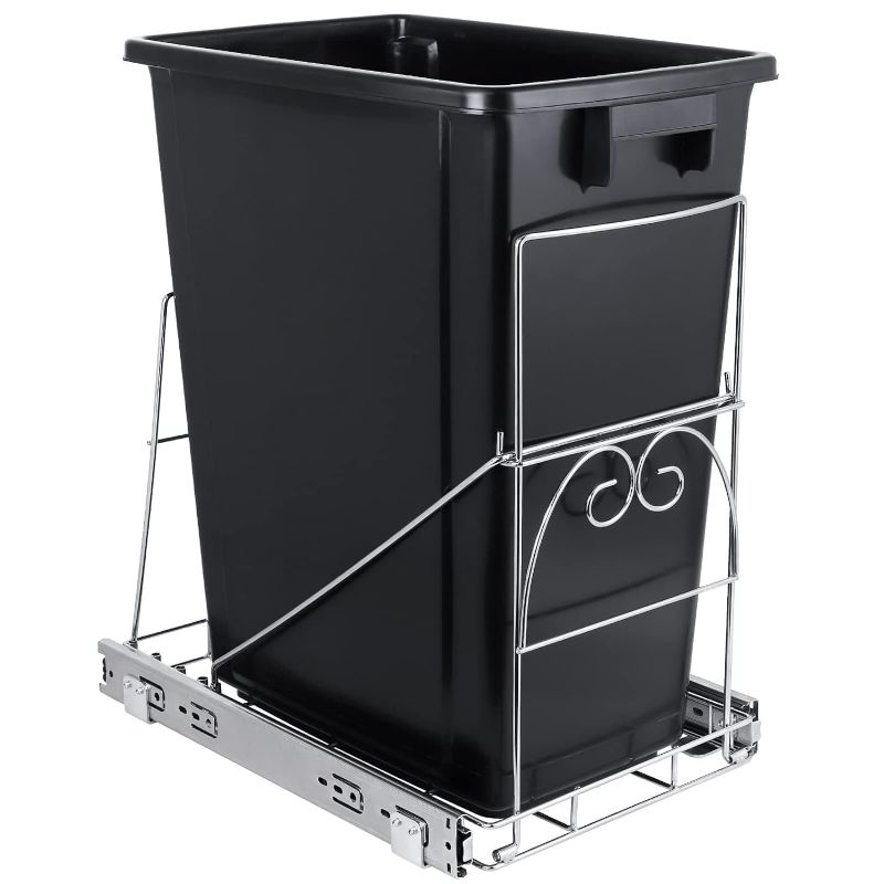 Photo 1 of Pull Out Trash Can Under Cabinet, Under Sink Adjustable Pull Out Shelf for Kitchen Trash Can, Fit for Most 7-11 Gallon Garbage Can (Trash Can Not Included)
