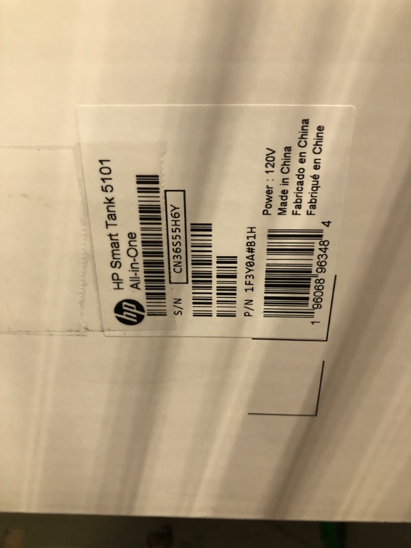 Photo 1 of HP Smart-Tank 5101 Wireless All-in-One Ink-Tank Printer with up to 2 Years of Ink Included (1F3Y0A),White