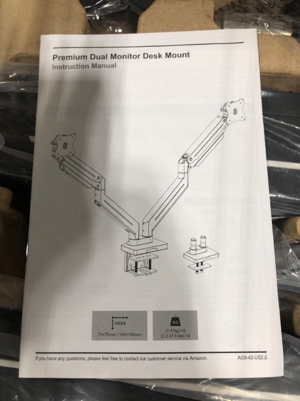 Photo 4 of MOUNT PRO Dual Monitor Mount for 2 Ultrawide Computer Screen Max 43 Inch/37.5lbs Each, Premium Long Monitor Arm, Heavy Duty Gas Spring Monitor Stand for 2 Monitors, VESA Desk Mount 75x75 100x100