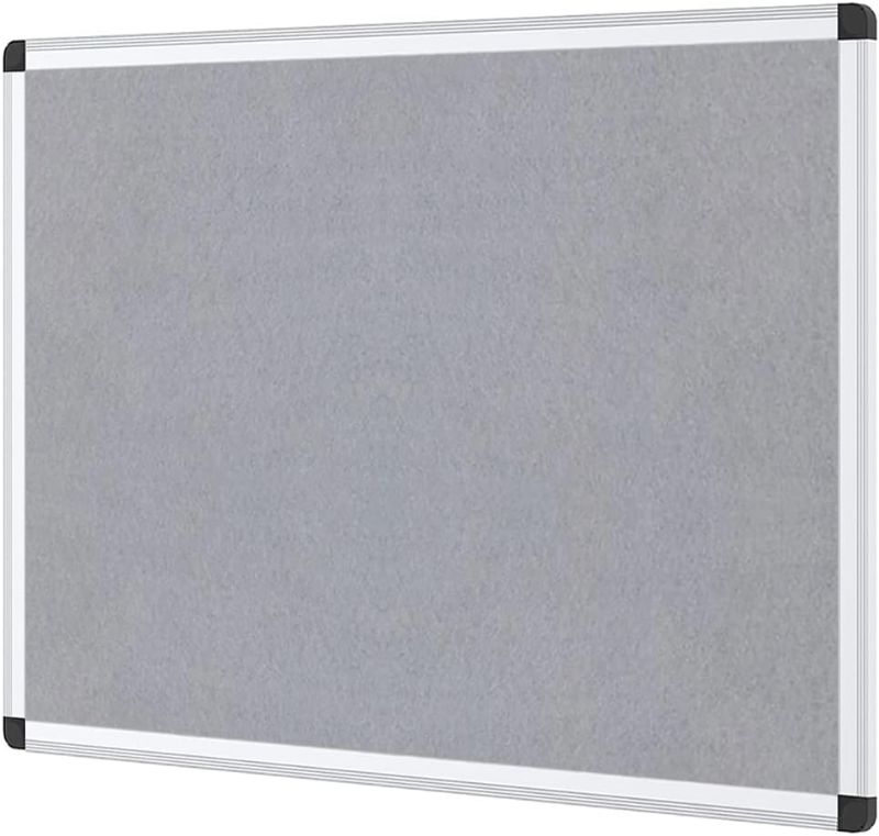 Photo 1 of VIZ-PRO Notice Board Felt Gray, 36 X 24 Inches, Silver Aluminium Frame 36 x 24 Inches Gray