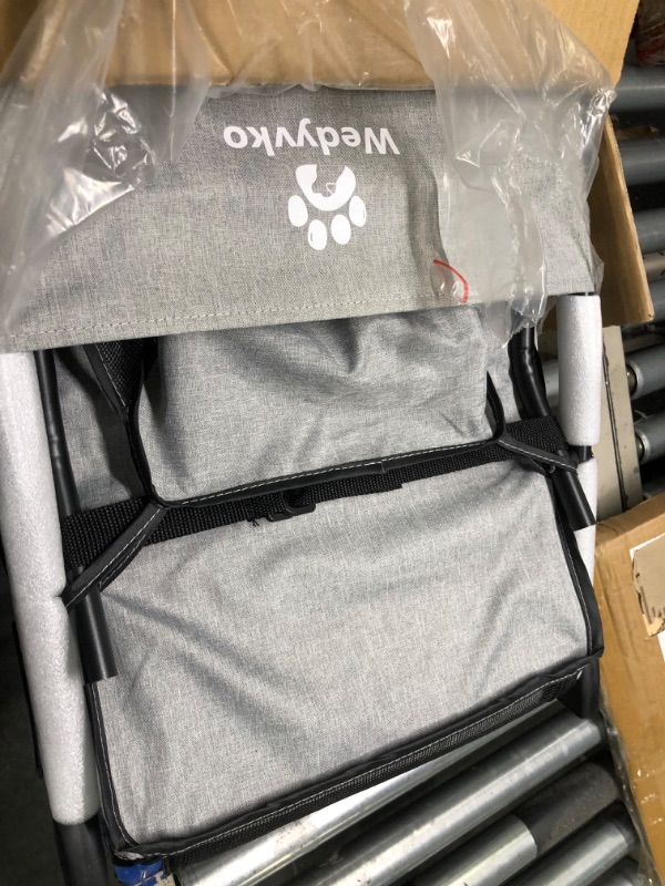 Photo 3 of **USED** Wedyvko Pet Dog Stroller, 4 Wheel Foldable Cat Dog Stroller with Storage Basket, Handle 360° Front Wheel Rear Wheel with Brake for Small Medium Dogs & Cats (Gray) **FOR PARTS ONLY Missing parts**