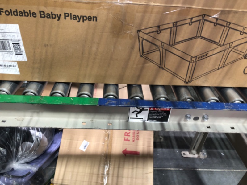 Photo 1 of Foldable Playpen, Baby Playpen with 5 Handlers, Foldable Zipper Gates with Visible Mesh, Easy-Folding Play Pen for Infant Safety, Adjustable Shape & Size, Large Toddler playpen, Anti-Fall Playard Foldable Light Grey Foldable 71‘’x71''