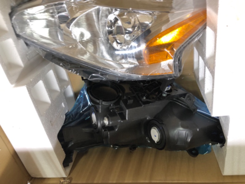 Photo 3 of ADCARLIGHTS 2013-2015 Nissan Altima Headlight Assembly for 2013-2015 Nissan Altima Clear Lens Chrome Housing with Amber Reflector Headlamp Replacement Left and Right OE Replacement A-Chrome Housing Amber Reflector Clear Lens