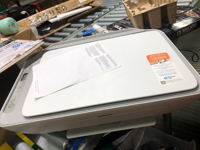 Photo 1 of HP DeskJet 2755e Wireless Color All-in-One Printer with bonus 6 months Instant Ink (26K67A), white