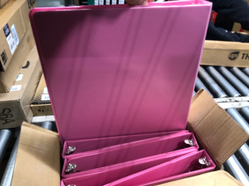 Photo 4 of 3 Ring Binder Pink, 1 Inch, 1” Clear View Cover with 2 Inside Pockets Round Ring Binder, Colored School Supplies Binders, Also Available in Grey, Blue, Purple, Green, and Red (6 PC) – by Enday 1-Inch 6 Pink