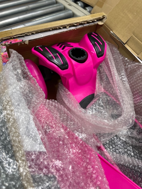 Photo 1 of 3 Wheeled Scooter for Kids - Stand & Cruise Child/Toddlers Toy Folding Kick Scooters w/Adjustable Height, Anti-Slip Deck, Flashing Wheel Lights, for Boys/Girls 2-12 Year Old - Hurtle Pink